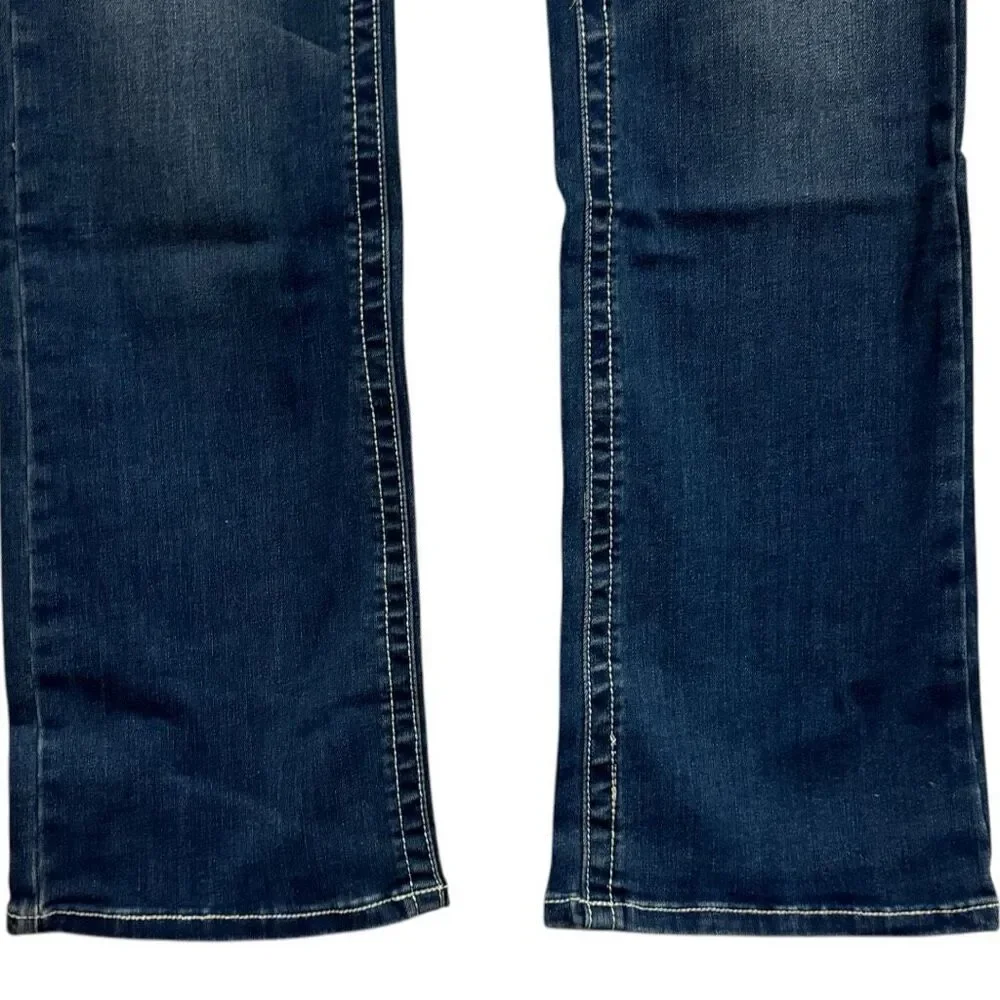 Lucky & Blessed Embroidered Dark Wash Mid Rise Bootcut Jeans NWT - Picture 3 of 12